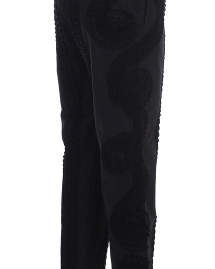 Dolce & Gabbana Black Cotton Stretch Torero Capris Pants