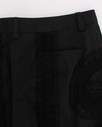 Dolce & Gabbana Black Cotton Stretch Torero Capris Pants