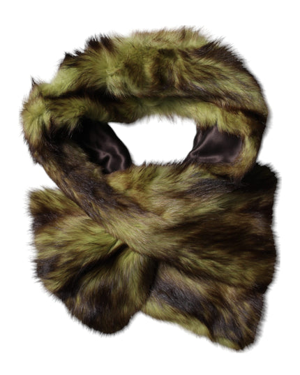 Dolce & Gabbana Multicolor Fur Shawl Neck Wrap Cover Collar Scarf