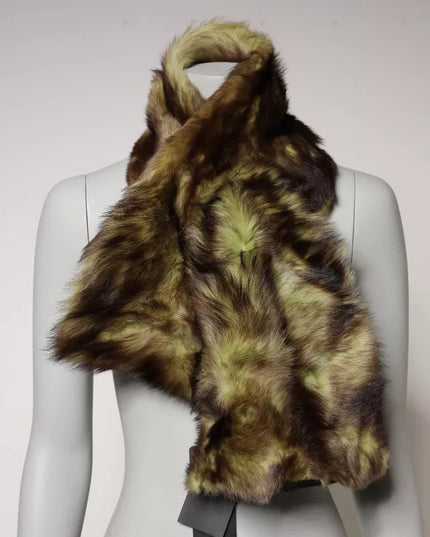 Dolce & Gabbana Multicolor Fur Shawl Neck Wrap Cover Collar Scarf