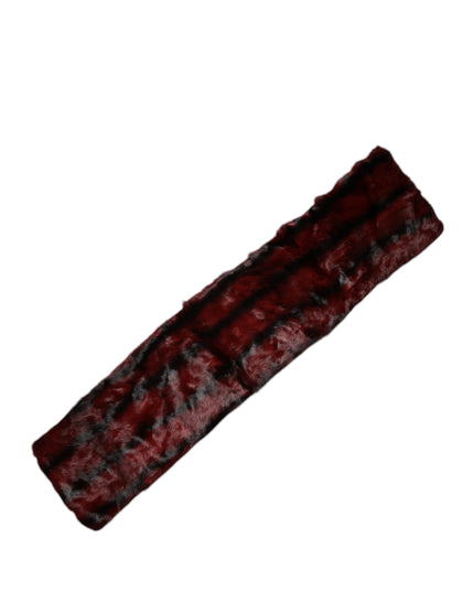 Dolce & Gabbana Black Red Stripe Fur Shawl Neck Wrap Scarf