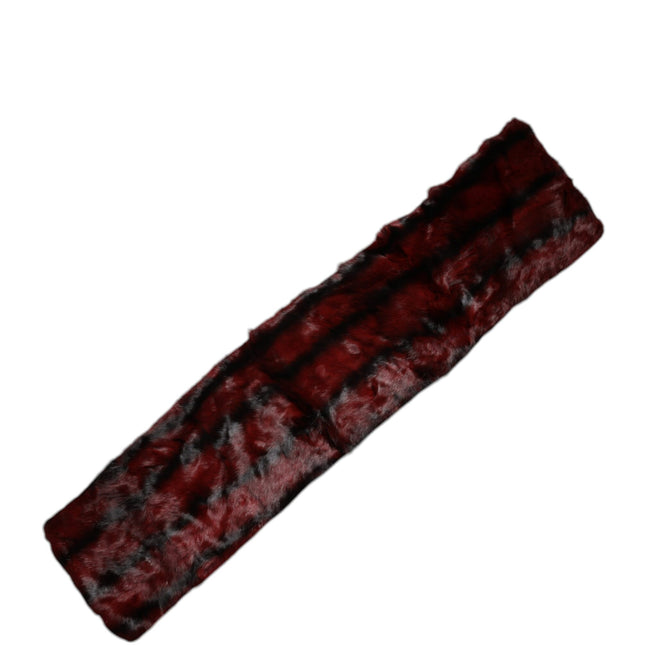 Dolce & Gabbana Black Red Stripe Fur Shawl Neck Wrap Scarf