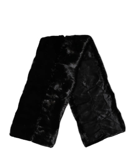 Dolce & Gabbana Black Fur Shawl Neck Wrap Cover Collar Scarf