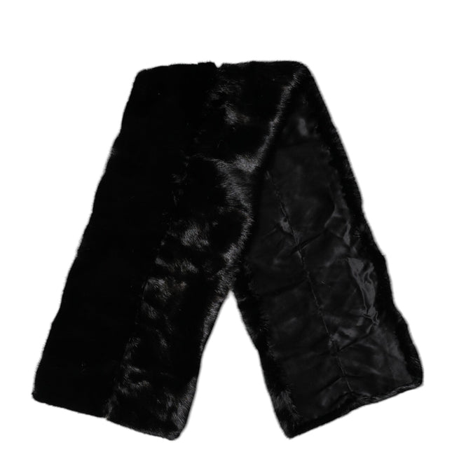 Dolce & Gabbana Black Fur Shawl Neck Wrap Cover Collar Scarf