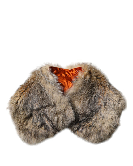 Dolce & Gabbana Brown Fur Shoulder Collar Neck Wrap Scarf