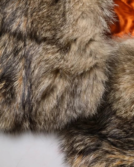 Dolce & Gabbana Brown Fur Shoulder Collar Neck Wrap Scarf