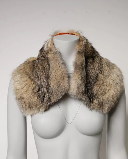 Dolce & Gabbana Brown Fur Shoulder Collar Neck Wrap Scarf