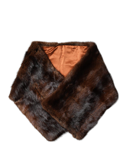 Dolce & Gabbana Black Brown Stripe Fur Shawl Wrap Scarf