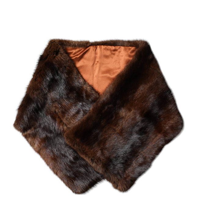 Dolce & Gabbana Black Brown Stripe Fur Shawl Wrap Scarf