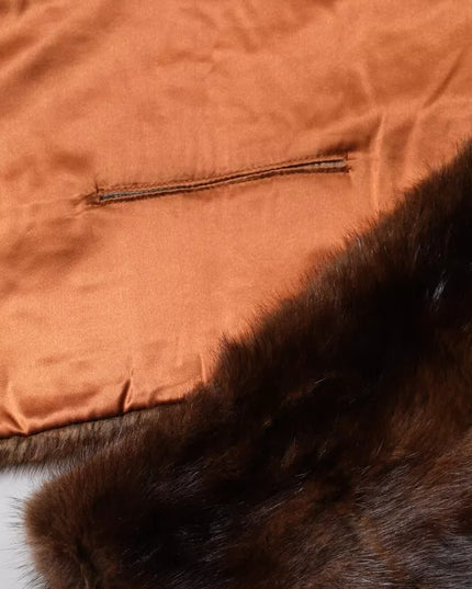 Dolce & Gabbana Black Brown Stripe Fur Shawl Wrap Scarf