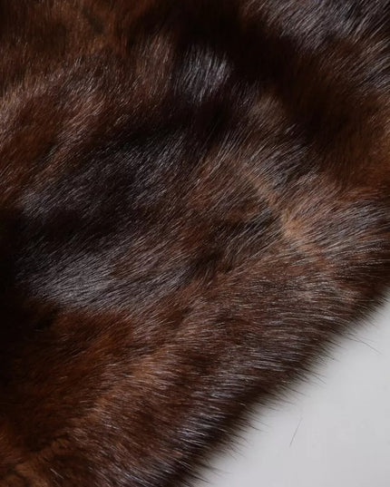 Dolce & Gabbana Black Brown Stripe Fur Shawl Wrap Scarf