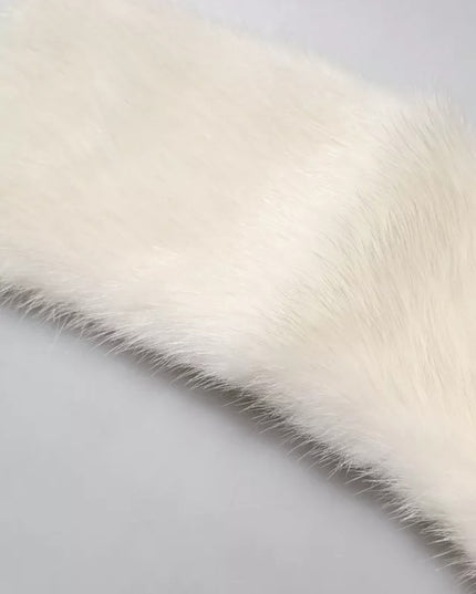 Dolce & Gabbana White Mink Fur Collar Women Neck Wrap Scarf