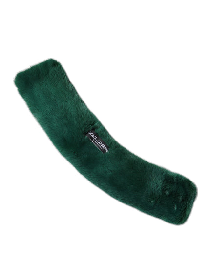 Dolce & Gabbana Green Mink Fur Collar Women Neck Wrap Scarf