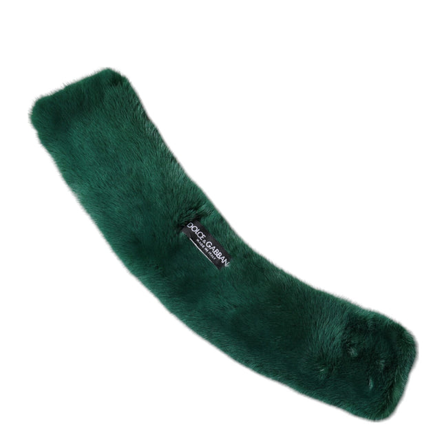 Dolce & Gabbana Green Mink Fur Collar Women Neck Wrap Scarf