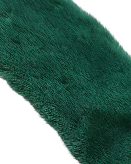Dolce & Gabbana Green Mink Fur Collar Women Neck Wrap Scarf