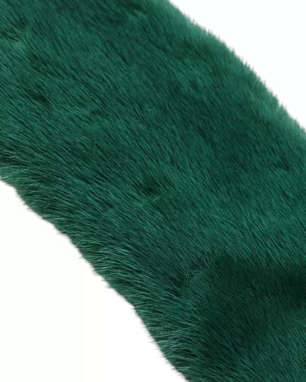 Dolce & Gabbana Green Mink Fur Collar Women Neck Wrap Scarf