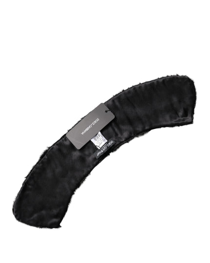 Dolce & Gabbana Black Lamb Fur Collar Women Neck Wrap Scarf
