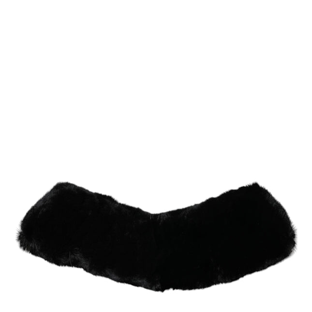 Dolce & Gabbana Black Lamb Fur Collar Women Neck Wrap Scarf