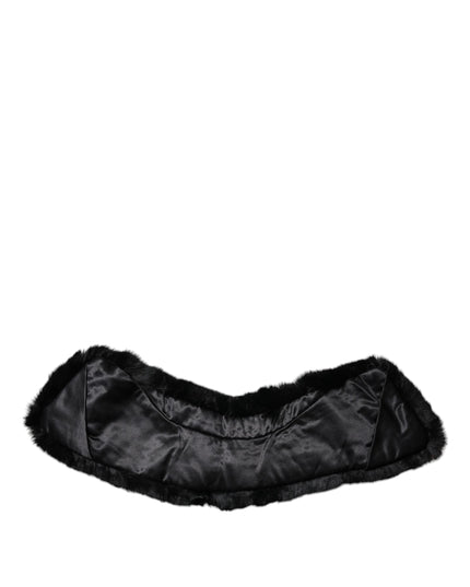 Dolce & Gabbana Black Lamb Fur Collar Women Neck Wrap Scarf