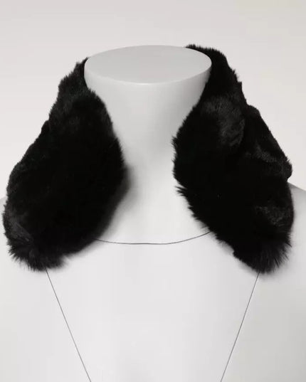 Dolce & Gabbana Black Lamb Fur Collar Women Neck Wrap Scarf
