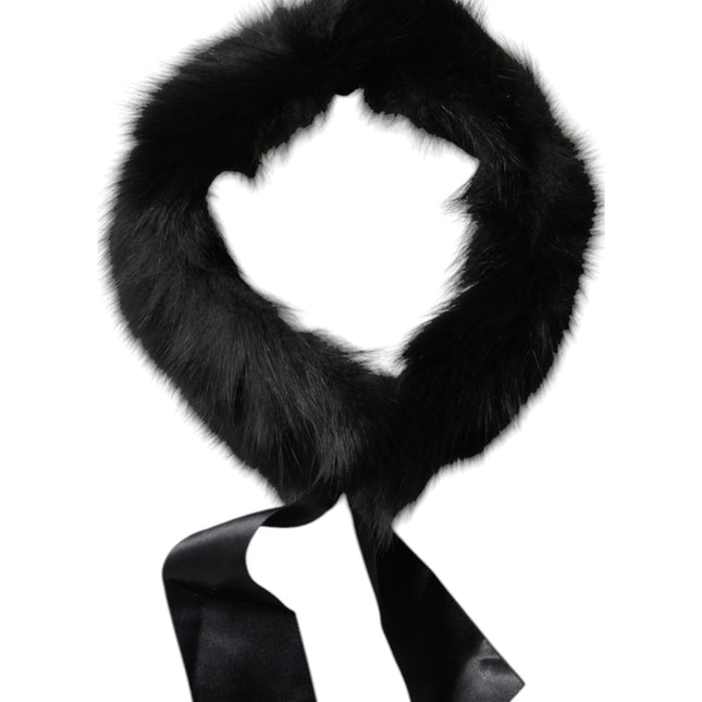 Dolce & Gabbana Black Fur Shoulder Collar Wrap Shawl Scarf