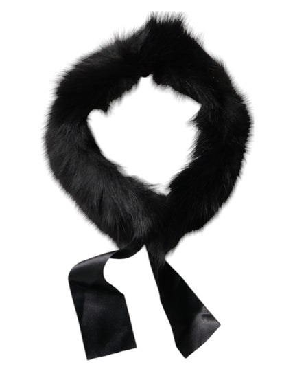 Dolce & Gabbana Black Fur Shoulder Collar Wrap Shawl Scarf
