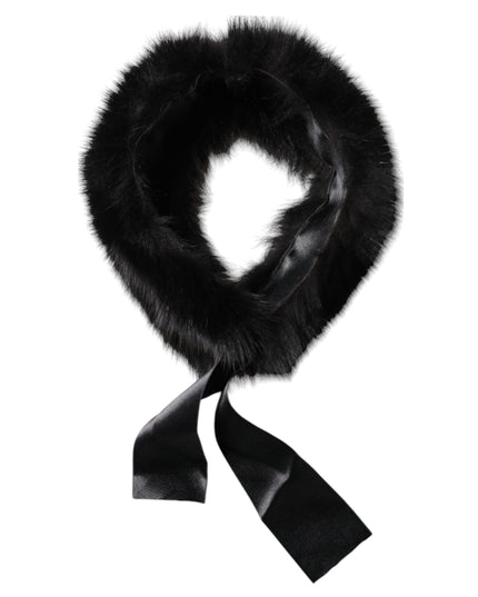 Dolce & Gabbana Black Fur Shoulder Collar Wrap Shawl Scarf