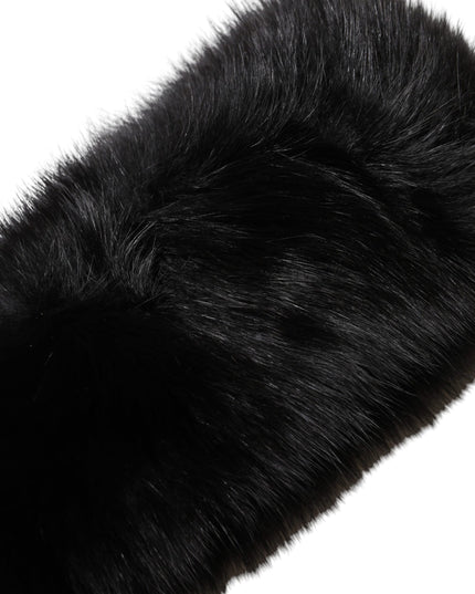 Dolce & Gabbana Black Fur Shoulder Collar Wrap Shawl Scarf