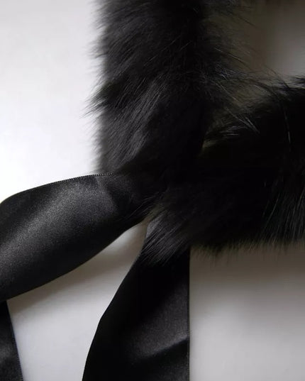 Dolce & Gabbana Black Fur Shoulder Collar Wrap Shawl Scarf