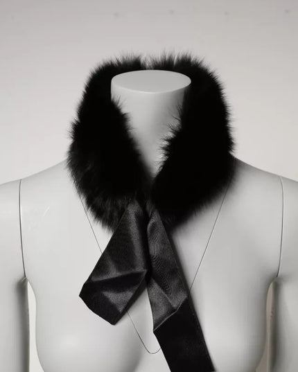 Dolce & Gabbana Black Fur Shoulder Collar Wrap Shawl Scarf