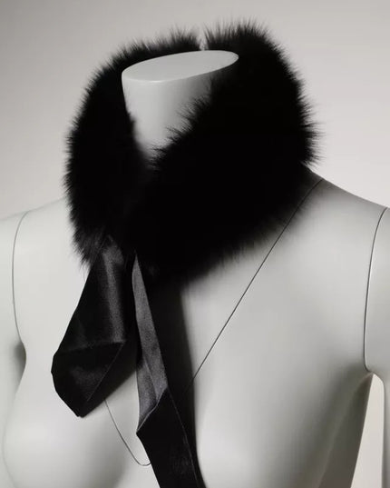Dolce & Gabbana Black Fur Shoulder Collar Wrap Shawl Scarf