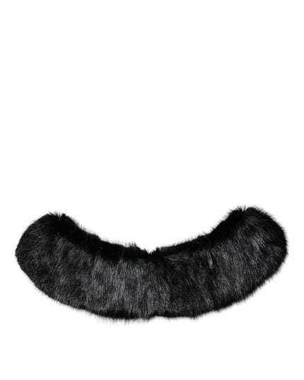 Dolce & Gabbana Black Fur Shawl Neck Wrap Cover Collar Scarf