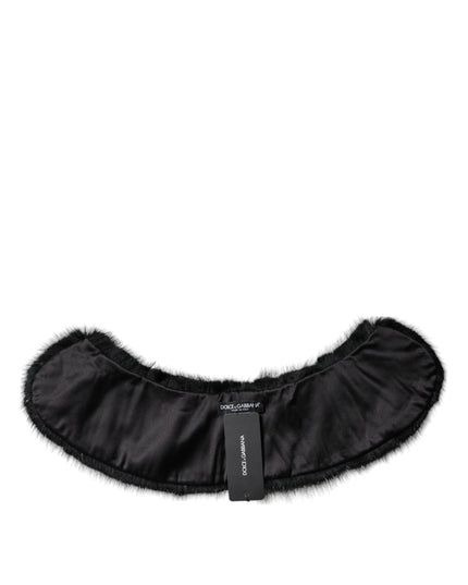 Dolce & Gabbana Black Fur Shawl Neck Wrap Cover Collar Scarf