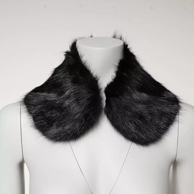 Dolce & Gabbana Black Fur Shawl Neck Wrap Cover Collar Scarf