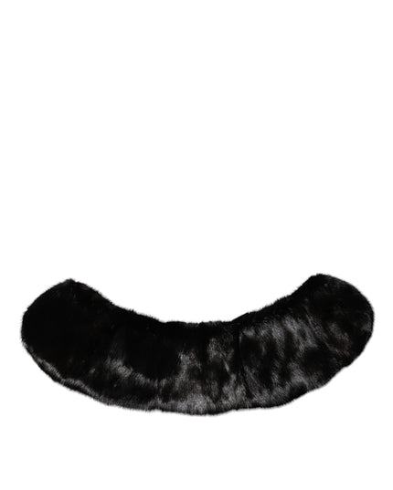 Dolce & Gabbana Black Fur Shawl Neck Wrap Cover Collar Scarf
