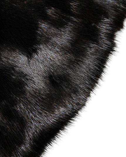 Dolce & Gabbana Black Fur Shawl Neck Wrap Cover Collar Scarf