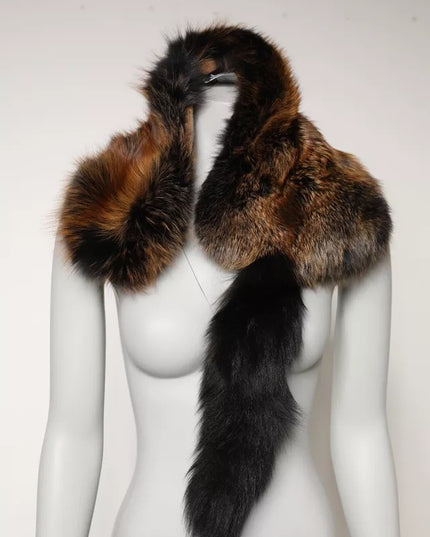 Dolce & Gabbana Brown Red Fox Fur Neck Warmer Winter Scarf