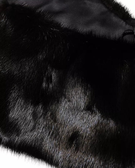 Dolce & Gabbana Black Fur Shawl Neck Wrap Cover Collar Scarf