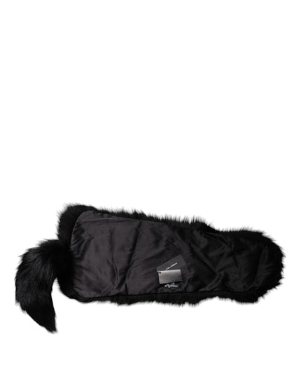 Dolce & Gabbana Black Fox Fur Neck Wrap Warmer Winter Scarf