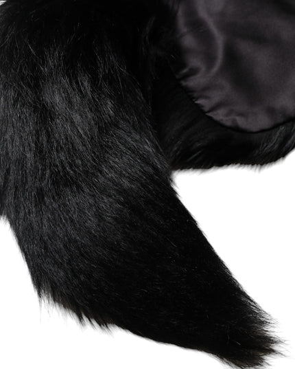 Dolce & Gabbana Black Fox Fur Neck Wrap Warmer Winter Scarf