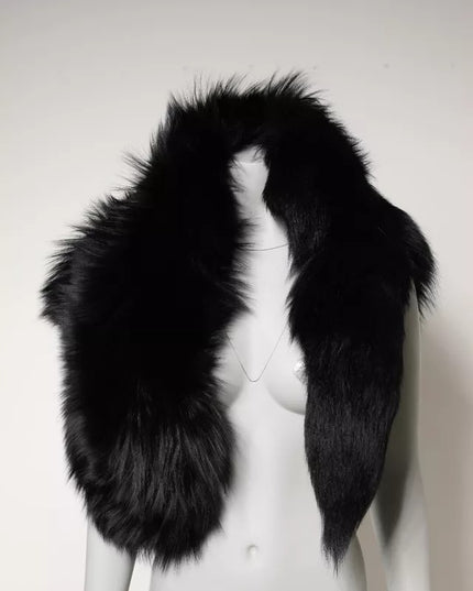 Dolce & Gabbana Black Fox Fur Neck Wrap Warmer Winter Scarf