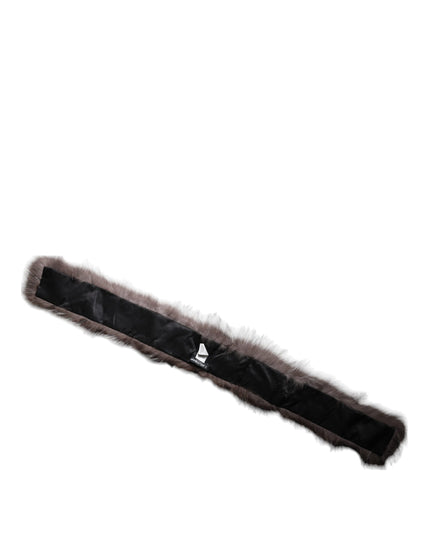 Dolce & Gabbana Gray Fox Fur Neck Wrap Warmer Winter Scarf