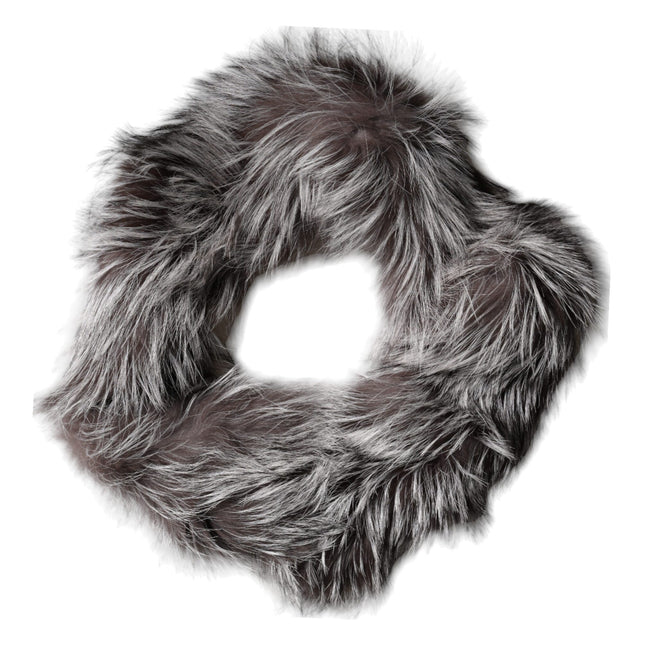 Dolce & Gabbana Gray Fox Fur Neck Wrap Warmer Winter Scarf