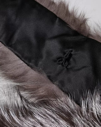 Dolce & Gabbana Gray Fox Fur Neck Wrap Warmer Winter Scarf