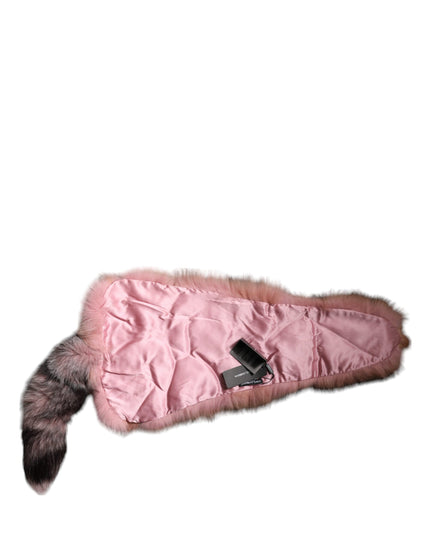 Dolce & Gabbana Pink Frost Fox Fur Neck Warmer Winter Scarf