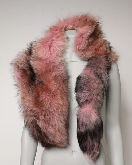 Dolce & Gabbana Pink Frost Fox Fur Neck Warmer Winter Scarf