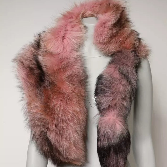 Dolce & Gabbana Pink Frost Fox Fur Neck Warmer Winter Scarf