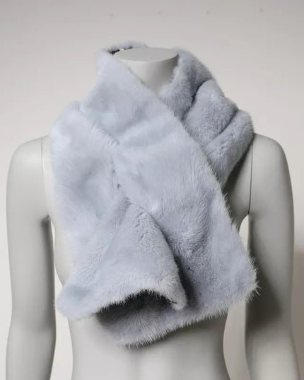 Dolce & Gabbana Powder Blue Mink Fur Neck Warmer Scarf
