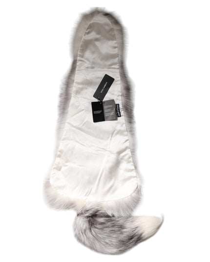 Dolce & Gabbana White Fox Fur Neck Wrap Warmer Winter Scarf
