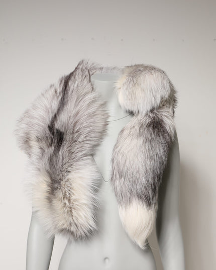Dolce & Gabbana White Fox Fur Neck Wrap Warmer Winter Scarf